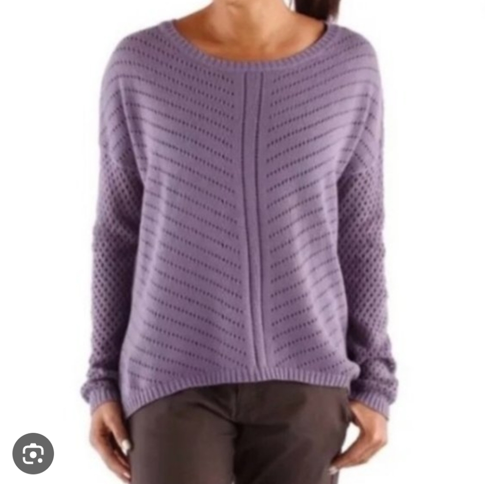 Prana Organic Cotton Parker Sweater Women's S Purple Sporty Retro Outdoor Y2K